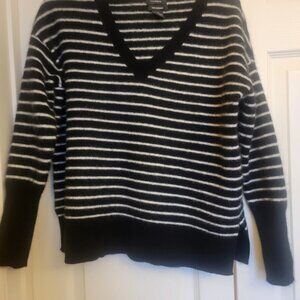 Black and White Stripe Cashmere Sweater by Halogen M